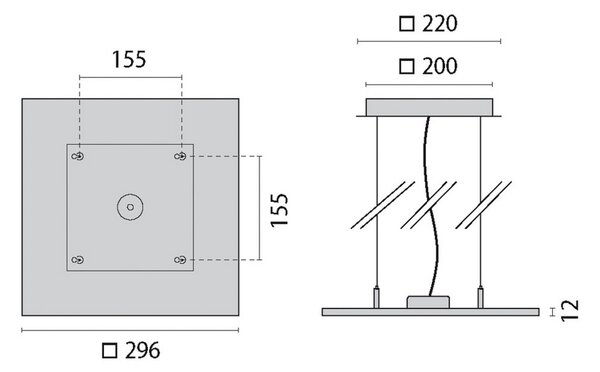 Performance in Lighting Lampă suspendată LED FL Square 300 PL OP on/off 830, Alb, Studiu / Birou, Metal, Modern