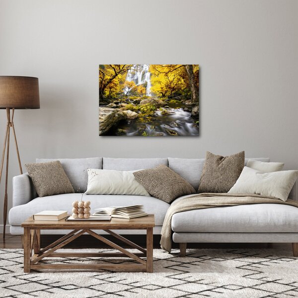 Tablou - Cascade în peisaj de toamnă, galben (70x50 cm)