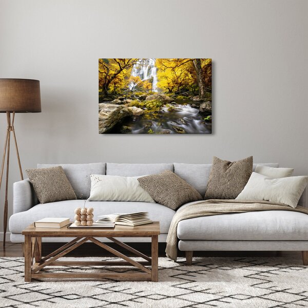 Tablou - Cascade în peisaj de toamnă, galben (90x60 cm)
