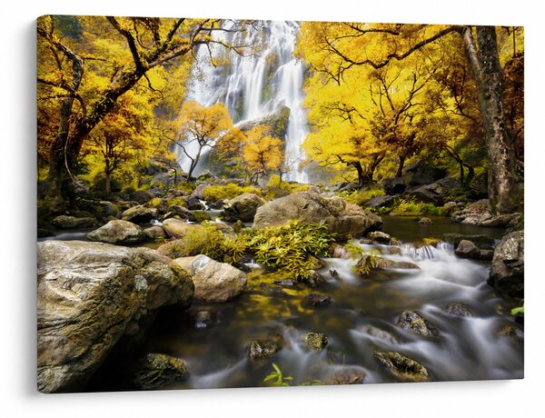 Tablou - Cascade în peisaj de toamnă, galben (70x50 cm)