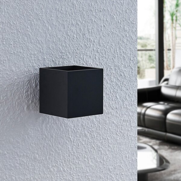Lindby Mirza aplică perete aluminiu, unghi. negru, reglabil, Negru, Camera de zi / sufragerie, Metal, Modern