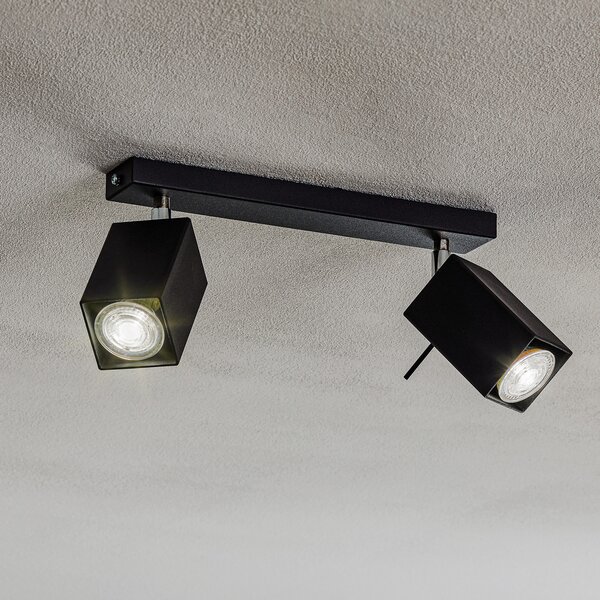 SOLLUX LIGHTING Spot de tavan Square, negru, cu 2 becuri, reglabil, Negru, Camera de zi / sufragerie, Metal, Modern