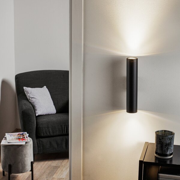 SOLLUX LIGHTING Aplică de perete Tube up/down, negru, reglabil, Negru, Camera de zi / sufragerie, Metal, Modern