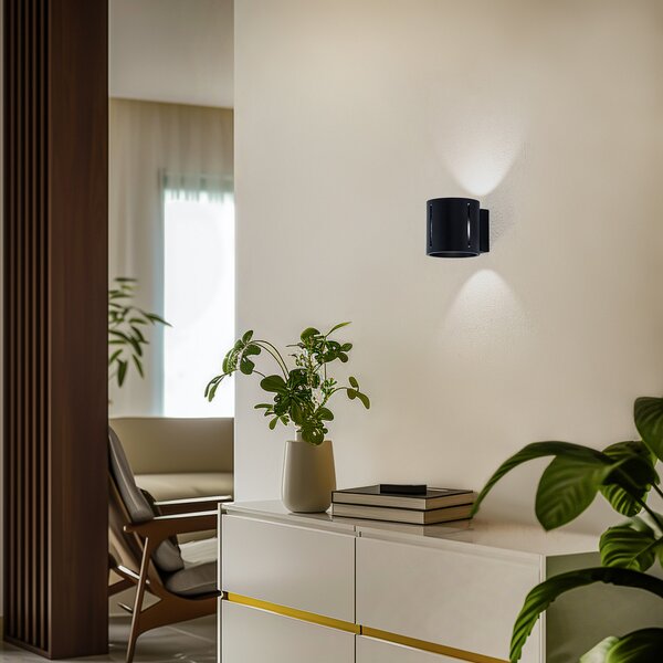 SOLLUX LIGHTING Aplică de perete Topa up/down, corp negru, reglabil, Negru, Camera de zi / sufragerie, Metal, Modern