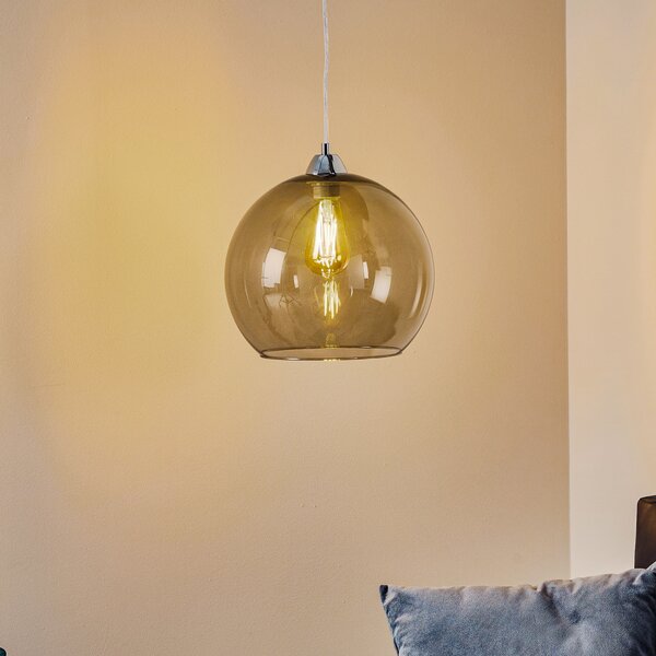 SOLLUX LIGHTING Lampă suspendată Colour, abajur din sticlă gri grafit, reglabil, Gri, Camera de zi / sufragerie, Sticlă, Modern, glob
