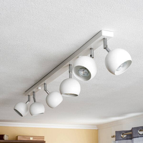 SOLLUX LIGHTING Spot de tavan Flame, alb, 6 becuri, reglabil, Alb, Camera de zi / sufragerie, Metal, Modern