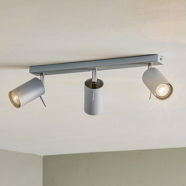 SOLLUX LIGHTING Spot de tavan rotund, gri, 3 becuri liniare, reglabil, Gri, Camera de zi / sufragerie, Metal, Modern
