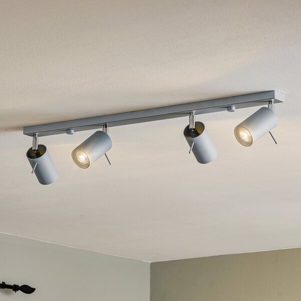 SOLLUX LIGHTING Spot de tavan rotund, gri, 4 becuri liniare, reglabil, Gri, Camera de zi / sufragerie, Metal, Modern
