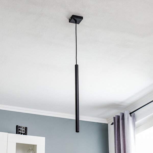 SOLLUX LIGHTING Lampă suspendată Thin, negru, 1 bec, reglabil, Negru, Camera de zi / sufragerie, Metal, Modern
