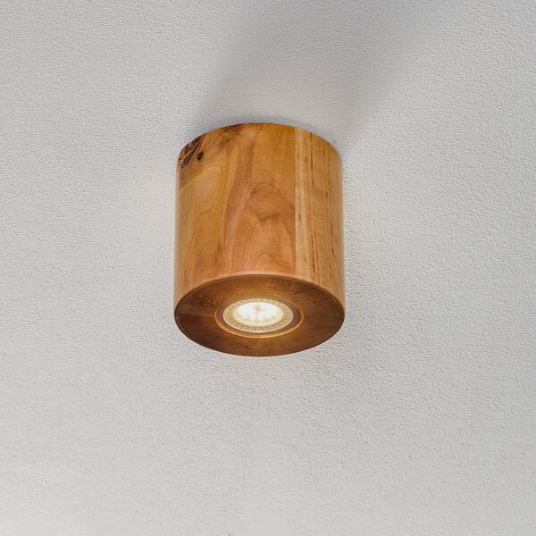 SOLLUX LIGHTING Plafonieră Ara sub formă de cilindru din lemn, reglabil, Lemn, Camera de zi / sufragerie, Lemn, Modern