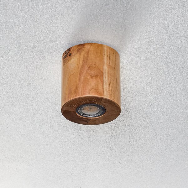 SOLLUX LIGHTING Plafonieră Ara sub formă de cilindru din lemn, reglabil, Lemn, Camera de zi / sufragerie, Lemn, Modern