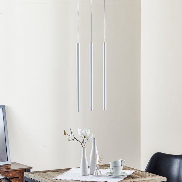 Euluna Lampă suspendată Thin, albă, 3 becuri, liniară, reglabil, Alb, Camera de zi / sufragerie, Metal, Modern