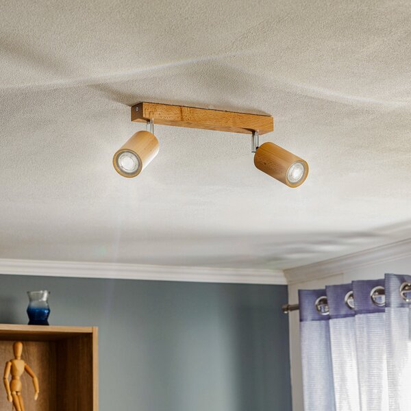 SOLLUX LIGHTING Spot de tavan Cre din lemn, cu 2 becuri, reglabil, Lemn, Camera de zi / sufragerie, Lemn, Scandinavă