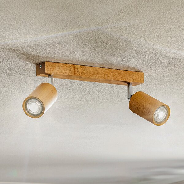 SOLLUX LIGHTING Spot de tavan Cre din lemn, cu 2 becuri, reglabil, Lemn, Camera de zi / sufragerie, Lemn, Scandinavă
