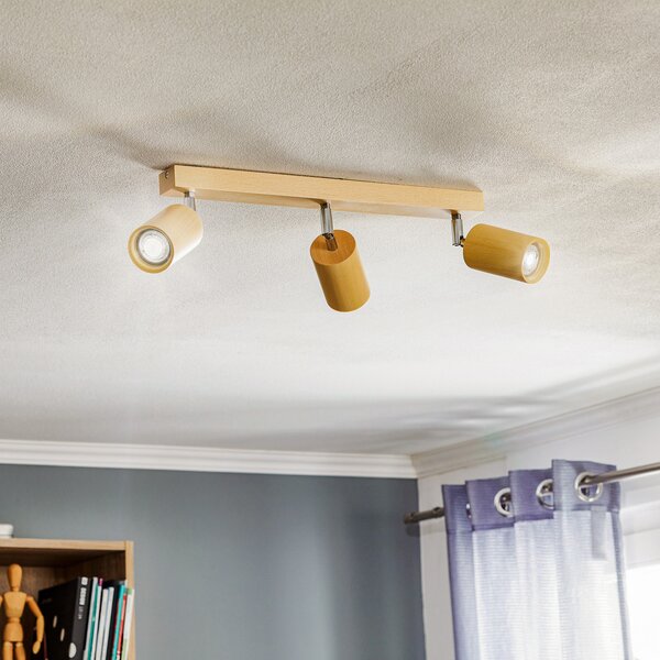 SOLLUX LIGHTING Spot de tavan Cre din lemn, 3 becuri, reglabil, Lemn, Camera de zi / sufragerie, Lemn, Scandinavă