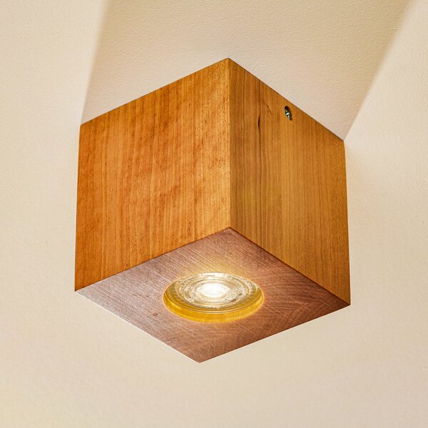 SOLLUX LIGHTING Plachetă de tavan Ara ca cub din lemn, reglabil, Lemn, Camera de zi / sufragerie, Lemn, Modern