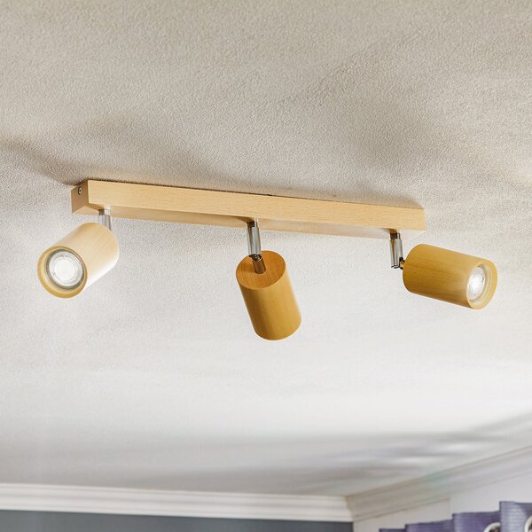 SOLLUX LIGHTING Spot de tavan Cre din lemn, 3 becuri, reglabil, Lemn, Camera de zi / sufragerie, Lemn, Scandinavă