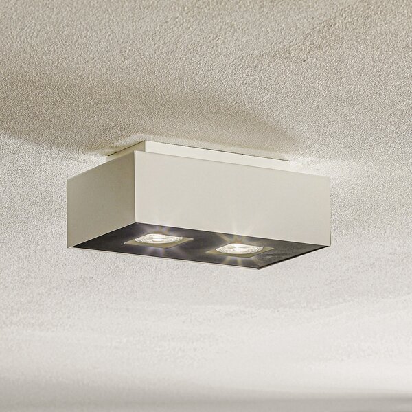 SOLLUX LIGHTING Plachetă Kasi din oțel alb, cu 2 becuri, reglabil, Negru, Camera de zi / sufragerie, Metal, Modern, Plafon cu flacără multiplă