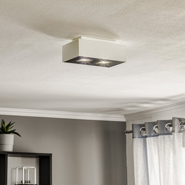 SOLLUX LIGHTING Plachetă Kasi din oțel alb, cu 2 becuri, reglabil, Negru, Camera de zi / sufragerie, Metal, Modern, Plafon cu flacără multiplă