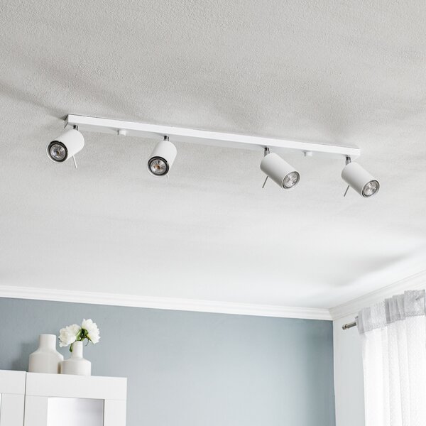 SOLLUX LIGHTING Spot de tavan rotund, alb, 4 becuri liniare, reglabil, Alb, Camera de zi / sufragerie, Metal, Modern