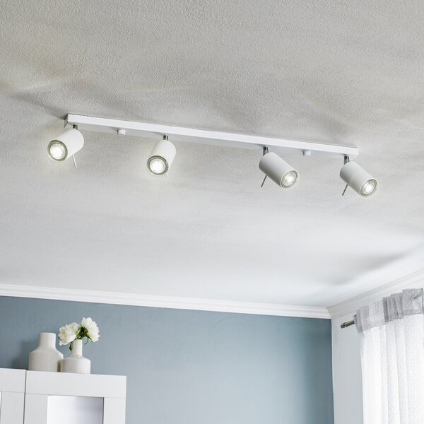 SOLLUX LIGHTING Spot de tavan rotund, alb, 4 becuri liniare, reglabil, Alb, Camera de zi / sufragerie, Metal, Modern