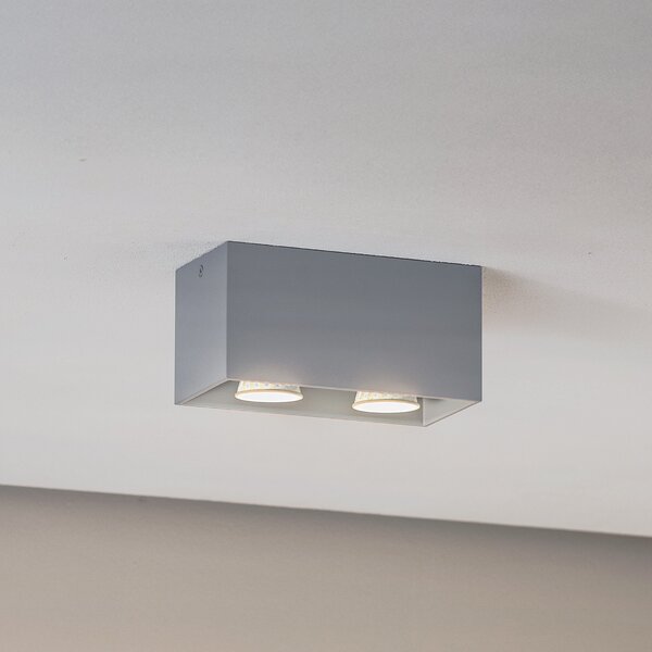 Euluna Plafonieră Ara Maxi din aluminiu 2 becuri gri, reglabil, Gri, Camera de zi / sufragerie, Metal, Modern