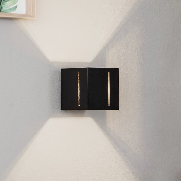 SOLLUX LIGHTING Aplică de perete Topic up/down din aluminiu, negru, reglabil, Negru, Camera de zi / sufragerie, Metal, Modern, Priză de perete sus / jos