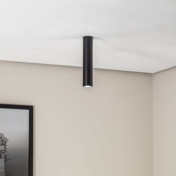 SOLLUX LIGHTING Plafonieră tubulară în formă de cilindru, negru, reglabil, Negru, Camera de zi / sufragerie, Metal, Modern