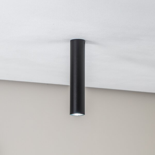 SOLLUX LIGHTING Plafonieră tubulară în formă de cilindru, negru, reglabil, Negru, Camera de zi / sufragerie, Metal, Modern
