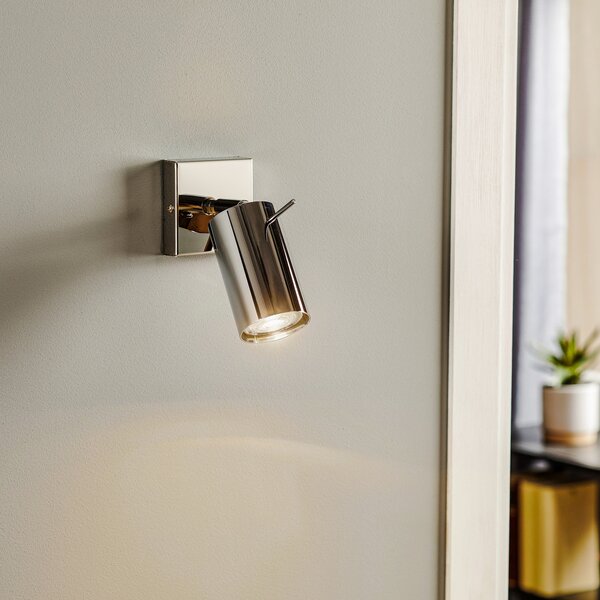SOLLUX LIGHTING Brodier rot, cromat, 1 bec, reglabil, Metalic, Camera de zi / sufragerie, Metal, Modern