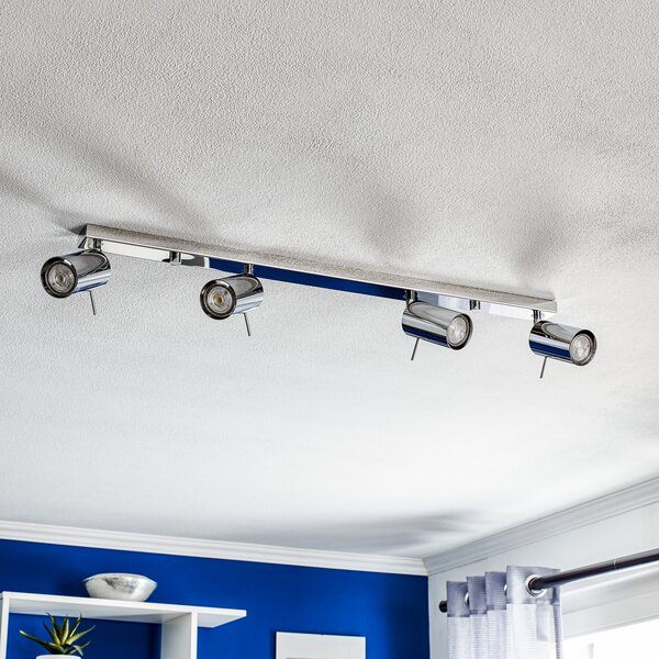 SOLLUX LIGHTING Spot de tavan rotund, cromat, 4 becuri liniare, reglabil, Metalic, Camera de zi / sufragerie, Metal, Modern