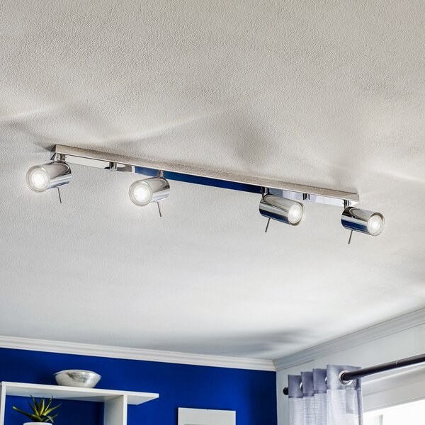 SOLLUX LIGHTING Spot de tavan rotund, cromat, 4 becuri liniare, reglabil, Metalic, Camera de zi / sufragerie, Metal, Modern