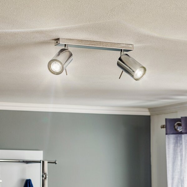SOLLUX LIGHTING Spot de tavan rotund, cromat, cu 2 becuri, reglabil, Metalic, Camera de zi / sufragerie, Metal, Modern