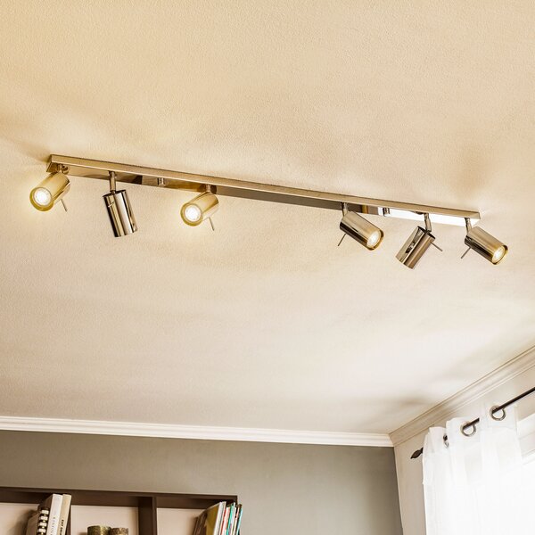 SOLLUX LIGHTING Spot de tavan rotund, crom, 6 becuri liniare, reglabil, Metalic, Camera de zi / sufragerie, Metal, Modern