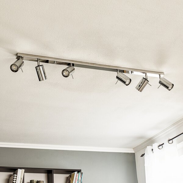 SOLLUX LIGHTING Spot de tavan rotund, crom, 6 becuri liniare, reglabil, Metalic, Camera de zi / sufragerie, Metal, Modern