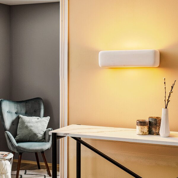 SOLLUX LIGHTING Aplică de perete Noris cu lumină orientată în sus/jos, din ceramică albă, reglabil, Alb, Camera de zi / sufragerie, Ceramică, Modern