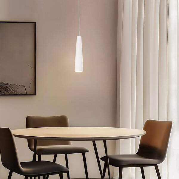 SOLLUX LIGHTING Lampă suspendată Lectra din ceramică, în formă de con, reglabil, Alb, Camera de zi / sufragerie, Ceramică, Modern