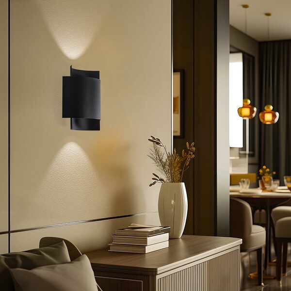 SOLLUX LIGHTING Aplică de perete Pako din două plăci oțel negru, reglabil, Negru, Camera de zi / sufragerie, Metal, Modern