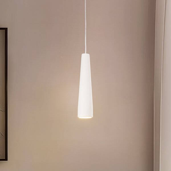 SOLLUX LIGHTING Lampă suspendată Lectra din ceramică, în formă de con, reglabil, Alb, Camera de zi / sufragerie, Ceramică, Modern