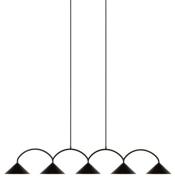 Lustră Pendul Globen Lighting, CURVE 5, reglabil, Negru, Bucătărie, Metal, Vintage