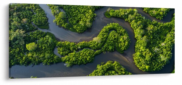 Tablou - Peisaj forestier cu râu (120x50 cm)