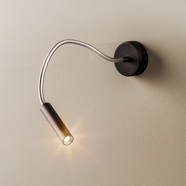 SOLLUX LIGHTING Aplică de perete Flexa cu braț flexibil, negru, Negru, dormitor, Metal, Modern