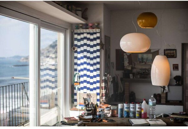 Lustră Pendul Foscarini, Gri, Camera de zi, Sticlă