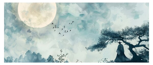 Tablou - Pictură cu lună plină (120x50 cm)