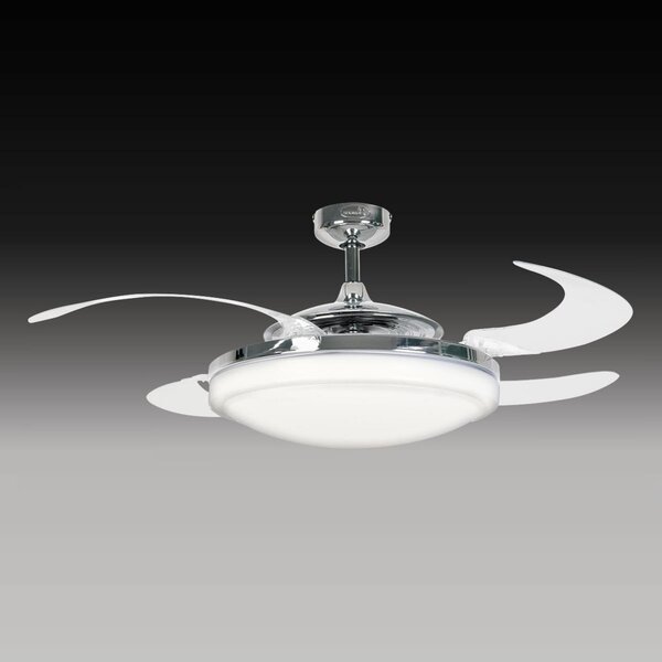 Beacon Lighting Ventilator de tavan Fanaway Evo 2 cu lumină cromată silențioasă, Transparent, Camera de zi / sufragerie, Plastic, Design