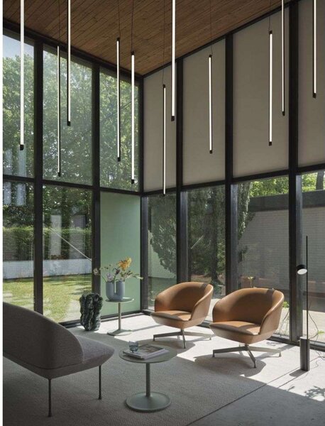Lustră Pendul Muuto, reglabil, Negru, Sala de mese, Aluminiu