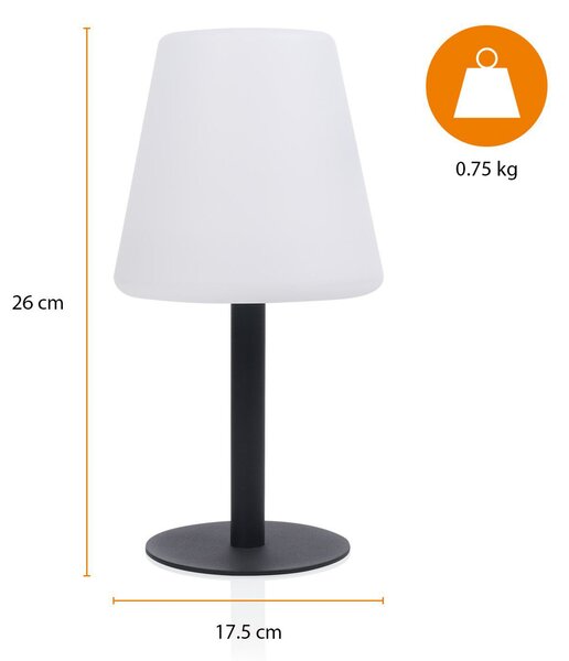 Smartwares Lampă de masă solară cu LED-uri OSL-50012 baterie reîncărcabilă și cablu, reglabil, Negru, Metal, Modern