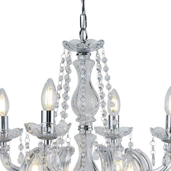 Searchlight Candelabru Marie Therese, crom, 12 becuri, reglabil, Transparent, Camera de zi / sufragerie, Metal