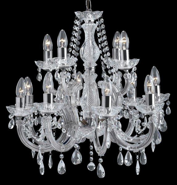Searchlight Candelabru Marie Therese, crom, 12 becuri, reglabil, Transparent, Camera de zi / sufragerie, Metal