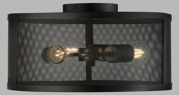 Searchlight Plafonieră Fishnet din metal, pe negru, reglabil, Negru, Camera de zi / sufragerie, Metal, Modern